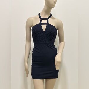 Lulus Navy Lace Halter Mini Dress – XS – NWT